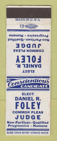 Matchbook Cover - Daniel R Foley Common Pleas Judge Election MI?