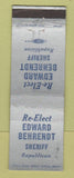 Matchbook Cover - Edward Behrendt Sheriff Election MI? WEAR