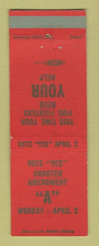 Matchbook Cover - Vote Yet Charter Amendment A MI Michigan WEAR