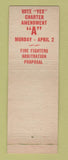 Matchbook Cover - Vote Yet Charter Amendment A MI Michigan WEAR