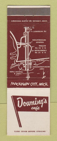 Matchbook Cover - Downing's Cafe Mackinaw City MI