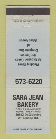 Matchbook Cover - Sara Jean Bakery Detroit? MI