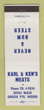 Matchbook Cover - Karl & Ken's Meats Grosse Pointe Woods MI