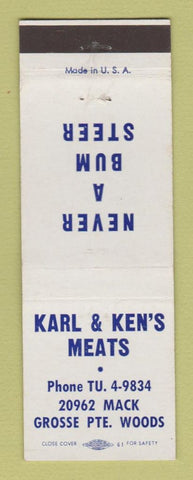 Matchbook Cover - Karl & Ken's Meats Grosse Pointe Woods MI