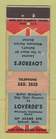 Matchbook Cover - Loverde's Flowers Detroit MI WORN
