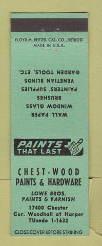 Matchbook Cover - Chest Wood Paints Hardware Detroit MI