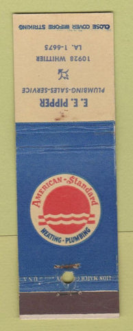Matchbook Cover - American Standard Plumbing Heating EE Pipper Detroit MI