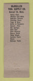 Matchbook Cover - McMullen Tool Supply Detroit MI WEAR