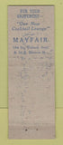Matchbook Cover - Mayfair Restaurant Chicago IL