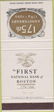 Matchbook Cover - First National Bank of Boston MA 30 Strike