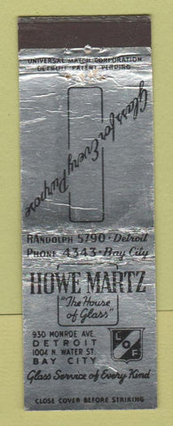 Matchbook Cover - Howe Martz Glass Bay City MI WEAR