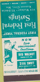 Matchbook Cover - First Federal Savings Bank Kansas City MO 30 Strike