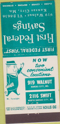 Matchbook Cover - First Federal Savings Bank Kansas City MO 30 Strike