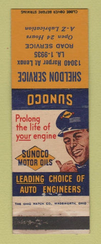 Matchbook Cover - Sunoco oil gas Sheldon Service Detroit? MI WEAR