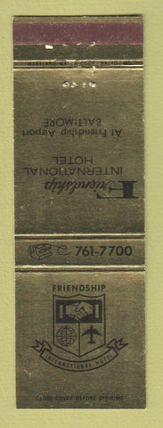 Matchbook Cover - Friendship International Hotel Baltimore MD