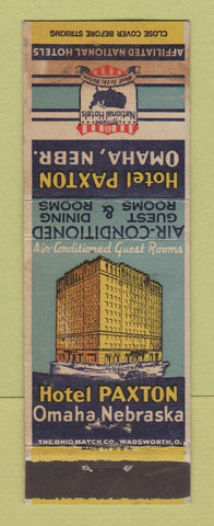 Matchbook Cover - Hotel Paxton Omaha NE STAINED