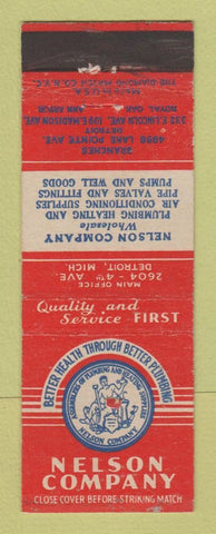 Matchbook Cover - Nelson Company Plumbing Heating Supply Ann Arbor Detroit MI