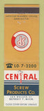 Matchbook Cover - Central Screw Products Detroit MI