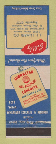Matchbook Cover - Gibraltar Concrete JL Lumber St Clair Shores MI