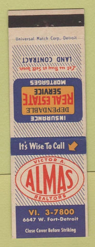 Matchbook Cover - Victor Almas Real Estate Detroit MI