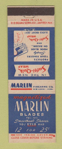 Matchbook Cover - Marlin Razor Blades Firearms Guns New Haven CT DD Bean
