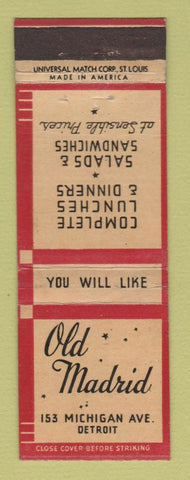 Matchbook Cover - Old Madrid Restaurant Detroit MI