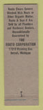 Matchbook Cover - Rooto Septic Tank Cleaner Detroit MI