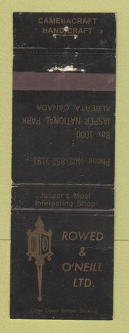 Matchbook Cover - Rowed & O'Neill Camera Shop Jasper National Park AB WEAR