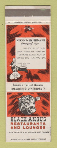 Matchbook Cover - Black Angus Restaurants CHAIN