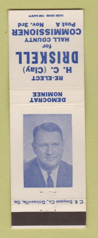 Matchbook Cover - HC Clay Driskell Hall County Commissioner GA?
