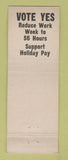 Matchbook Cover - Vote Yes Fire Fighters Proposals MI Michigan Election