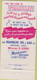 Matchbook Cover - Franklin Oil  and  Gas Bedford OH 30 Strike