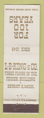 Matchbook Cover - LB King Fisher Building Detroit MI Furniture Decorative