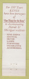 Matchbook Cover - LB King Fisher Building Detroit MI Furniture Decorative
