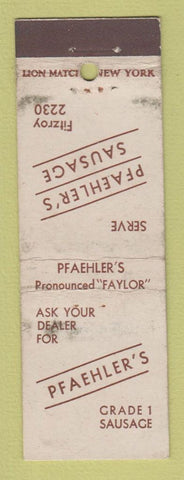 Matchbook Cover - Pfaehler's Sausage WEAR