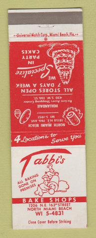 Matchbook Cover - Tabbi's Bake Shops North Miami Beach FL