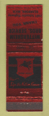Matchbook Cover - Mobil oil gas Wittersheim Bros Dearborn MI WEAR