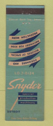 Matchbook Cover - Sndyer Production Machinery Detroit MI Tool WEAR