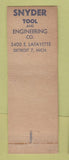 Matchbook Cover - Sndyer Production Machinery Detroit MI Tool WEAR