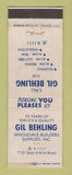 Matchbook Cover - Gil Behling Builders Supply Detroit MI