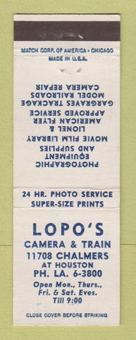 Matchbook Cover - Lopo's Camera Model Train Detroit? MI