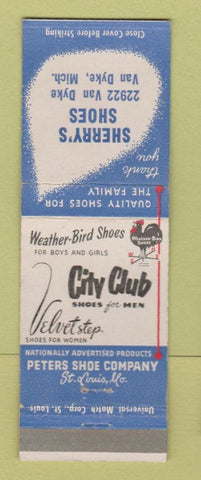 Matchbook Cover - Sherry's Shoes City Club Weather Bird Van Dyke MI