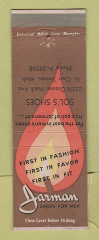 Matchbook Cover - Jarman Men's Shoes St Clair Shores MI