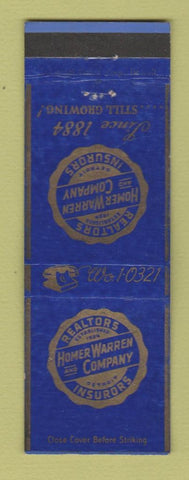 Matchbook Cover - Homer Warren Real Estate Insurance Detroit MI WEAR