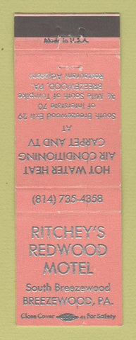 Matchbook Cover - Ritchey's Redwood Motel Breezewood PA