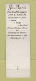 Matchbook Cover - Jo Ann's Detroit MI restaurant WEAR