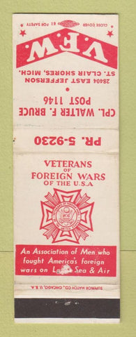 Matchbook Cover - VFW Post Walter Bruce St Clair Shores MI WEAR