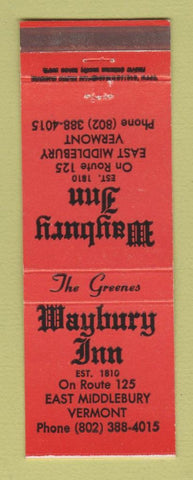 Matchbook Cover - Waybury Inn East Middlebury VT