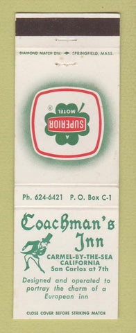 Matchbook Cover - Coachman's Inn Superior Motel Carmel by the Sea CA