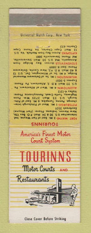 Matchbook Cover - Tourinns Motor Courts Fort Wayne IN Pittsburgh PA